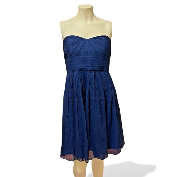 J.CREW Dresses & Skirts - J CREW Marbella Strapless Silk Chiffon Dress Size 6 Navy Formal Bridesmaid‎ HOCO